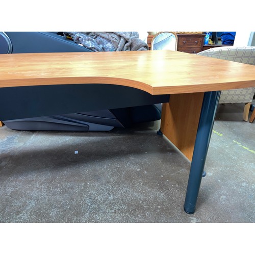 122 - CONTEMPORARY CHERRY WOOD SHAPED OFFICE DESK