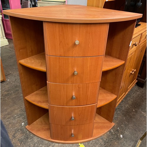 124 - CHERRYWOOD EFFECT QUADRANT CHEST OPEN BOOKCASE