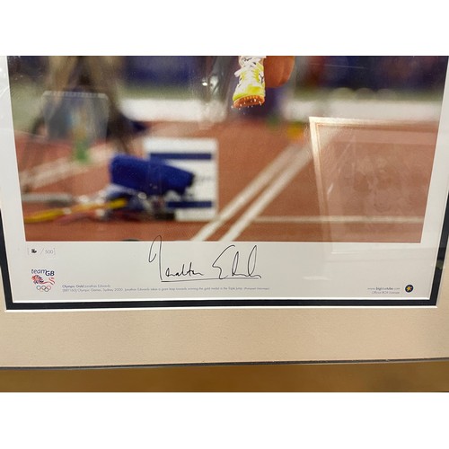 551 - LIMITED EDITION SIGNED PRINT 368/500 SIR STEVE REDGRAVE AND LIMITED EDITION 16/500 JONATHON EDWARDS