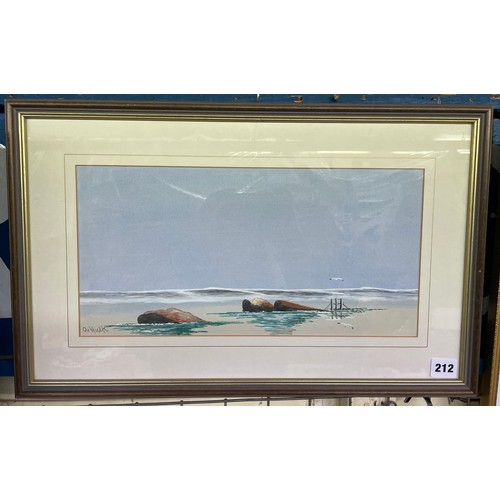 547 - ABRAHAM HULK (1851-1922) COASTAL SEASCAPE WATERCOLOUR F/G 39CM X 20CM