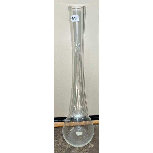 541 - TALL TWIN NECK GLASS BULBOUS BASE VASE 70CM APPROX HEIGHT