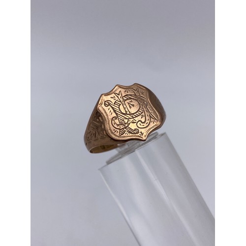 495 - 9CT ROSE GOLD SIGNET RING 1.8G APPROX