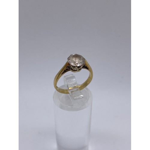 508 - 18CT YELLOW GOLD AND CZ SOLITAIRE RING SIZE L, 3.5G APPROX