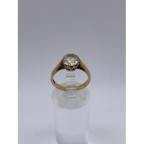 508 - 18CT YELLOW GOLD AND CZ SOLITAIRE RING SIZE L, 3.5G APPROX