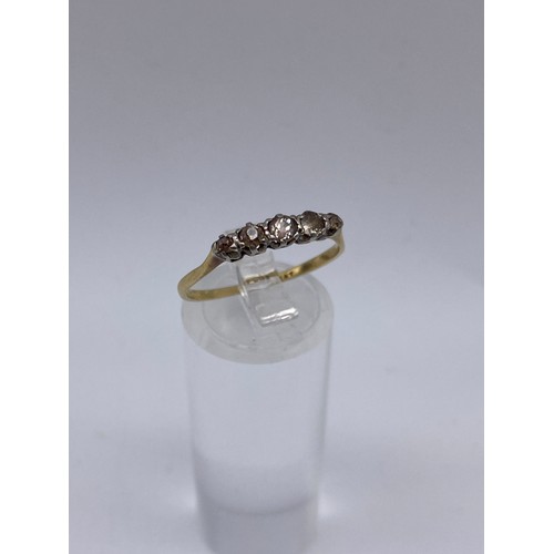 510 - 18CT GOLD AND PLATINUM FIVE STONE CHANNEL SET RING SIZE Q, 1.9G APPROX