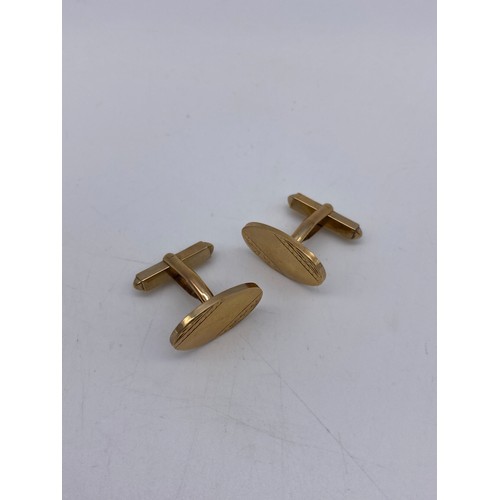 505 - PAIR OF 9CT GOLD OVAL CUFF LINKS 9.3G APPROX