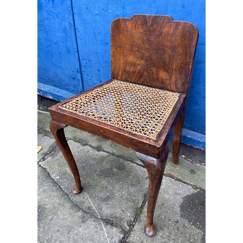 31 - BEECH AND WALNUT BERGERE CANED SEATED DRESSING STOOL