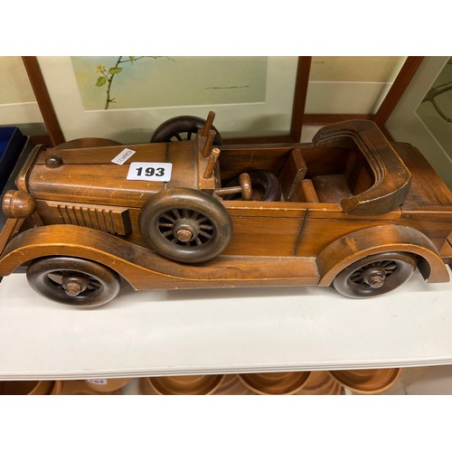 193 - CARVED WOODEN VINTAGE CAR