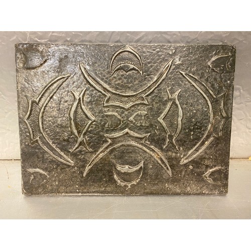 220 - ASSORTMENT OF ART NOUVEAU BEATEN PEWTER PLAQUES