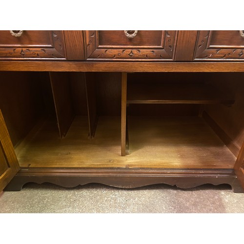 81 - OLD CHARM OAK CARVED MEDIA CABINET