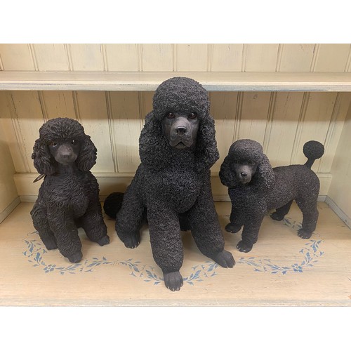 84 - VIVID ARTS BLACK POODLE, AND TWO LEONARDO BLACK POODLE FIGURES