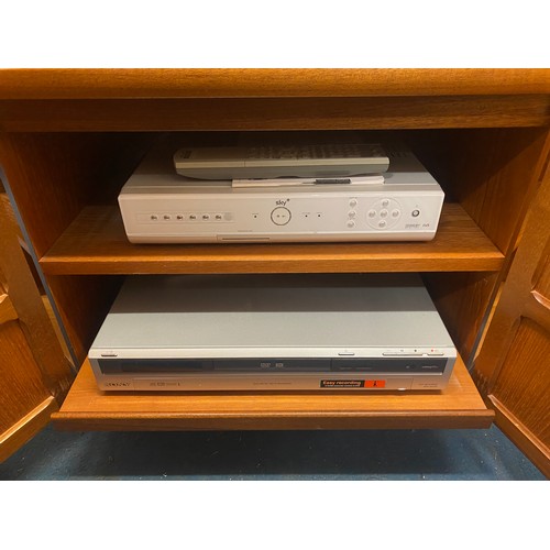 141 - TEAK MEDIA CABINET AND DVD PLAYER