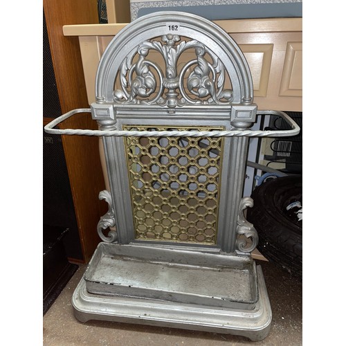 148 - PAINTED VICTORIAN CAST IRON GRILLEBACK STICK STAND WITH REMOVABLE DRIP TRAY