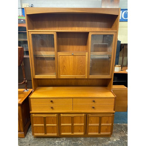 129 - PARKER KNOLL TEAK GLAZED WALL UNIT