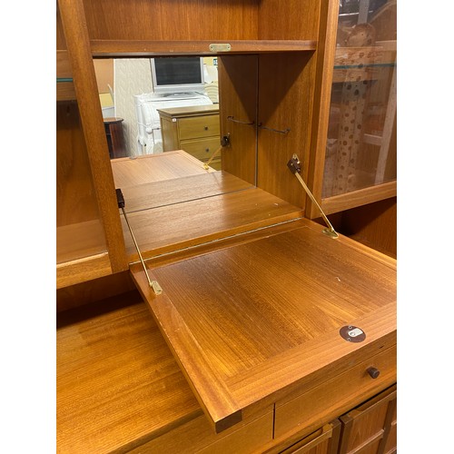 129 - PARKER KNOLL TEAK GLAZED WALL UNIT