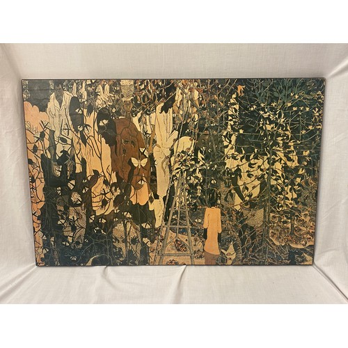 178 - VINTAGE PRINT CIRCA 1970 DEPICTING AFRICAN FIGURES AMIDST AN ORCHARD