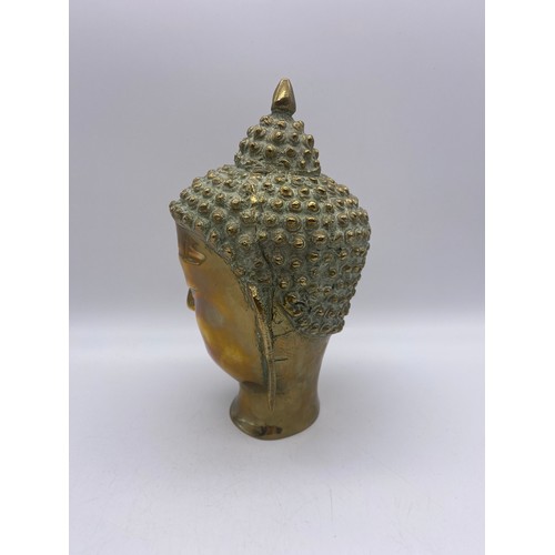 503 - 20TH CENTURY BRASS BUDDHAVISTA HEAD 20CM H