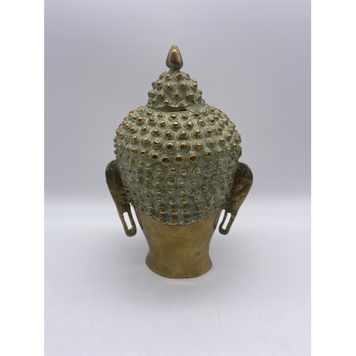 503 - 20TH CENTURY BRASS BUDDHAVISTA HEAD 20CM H