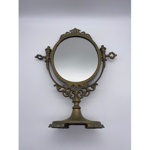 501 - BRASS OVAL TOILET MIRROR 39CM H