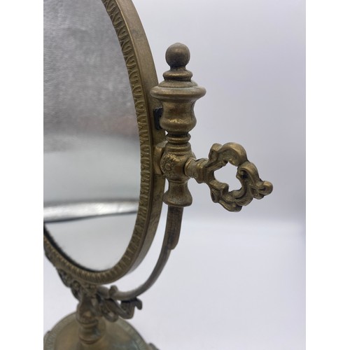 501 - BRASS OVAL TOILET MIRROR 39CM H