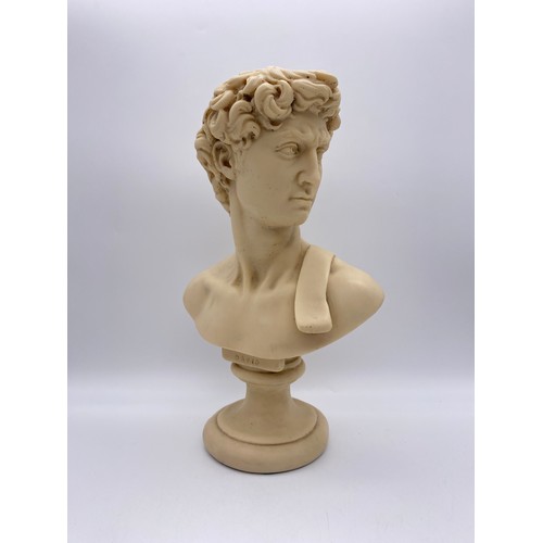 360 - RESIN BUST OF DAVID AFTER THE ANTIQUE 30CM H