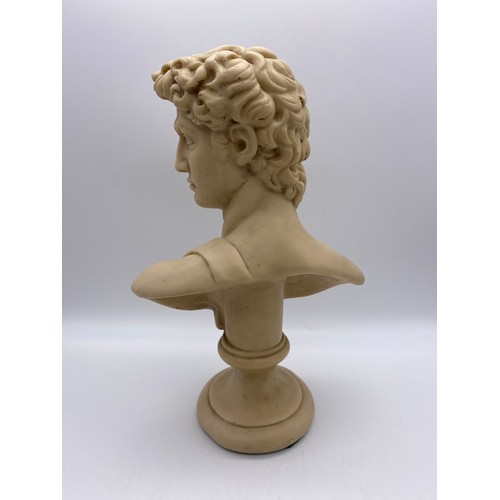 360 - RESIN BUST OF DAVID AFTER THE ANTIQUE 30CM H