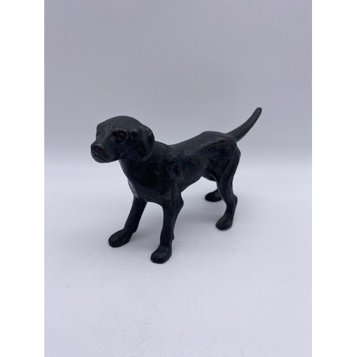 374 - BRONZE PATINATED LABRADOR FIGURE 9.5CM H X 16CM W