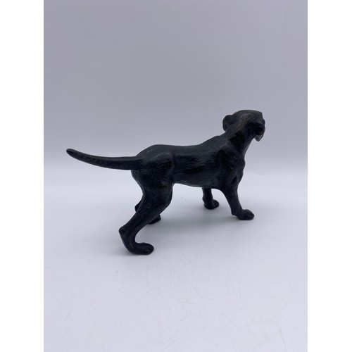 374 - BRONZE PATINATED LABRADOR FIGURE 9.5CM H X 16CM W