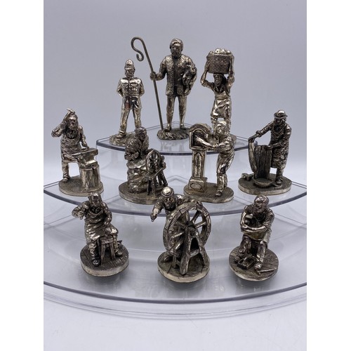 476 - TEN PEWTER CAST MODELS OF RURAL AND INDUSTRIAL WORKERS BY ROYAL HAMPSHIRE