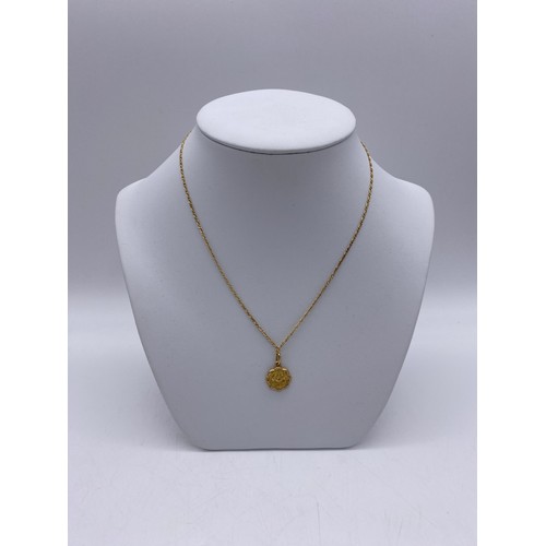 450 - 18CT RICORDO DEL BATTESIMO PENDANT ON 18CT GOLD TRACE CHAIN 50CM APPROX 4.2G