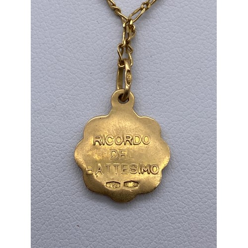 450 - 18CT RICORDO DEL BATTESIMO PENDANT ON 18CT GOLD TRACE CHAIN 50CM APPROX 4.2G