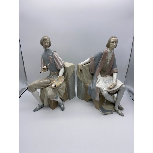 231 - LARGE PAIR OF LLADRO “COLUMBUS” AND “VELAZQUEZ” BOOK ENDS 33CM H