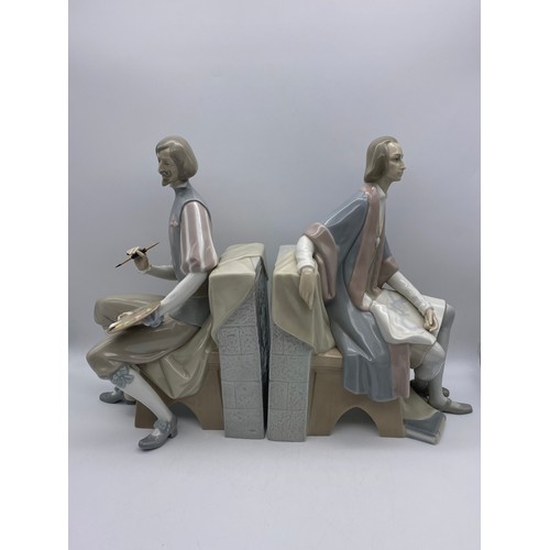 231 - LARGE PAIR OF LLADRO “COLUMBUS” AND “VELAZQUEZ” BOOK ENDS 33CM H