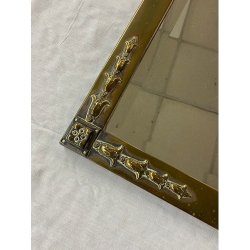 351 - GLASS BELL HUSK DECORATED BEVELLED MIRROR 75CM X 47CM APPROX