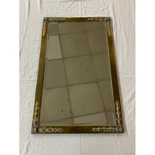 351 - GLASS BELL HUSK DECORATED BEVELLED MIRROR 75CM X 47CM APPROX