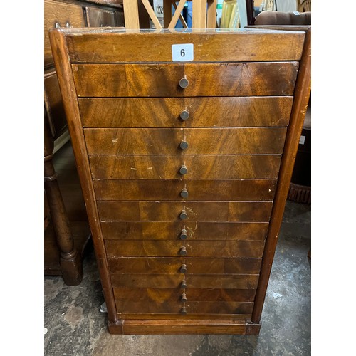 6 - WALNUT GLAZED TOP 12 DRAWER SPECIMEN CHEST