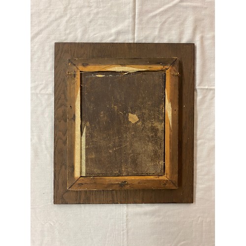 488 - OAK GLAZED PICTURE FRAME WITH APPLIED MOULDINGS