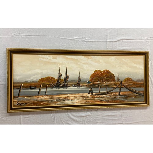 20 - SIGNED ELLIOT OILS ON BOARD AUTUMNAL ESTUARY SCAPE