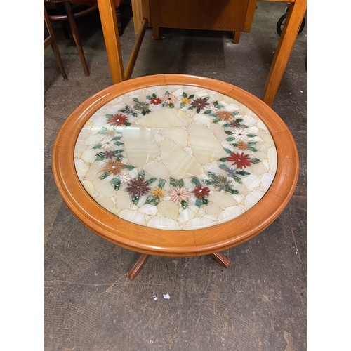 57 - RECONSTITUTED MARBLE MOSAIC CIRCULAR COFFEE TABLE