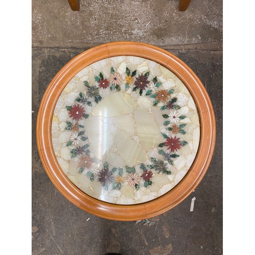 57 - RECONSTITUTED MARBLE MOSAIC CIRCULAR COFFEE TABLE