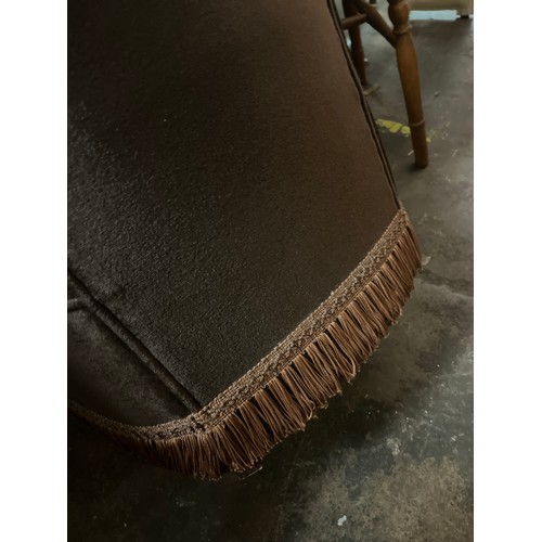 44 - BROWN BUTTON VELOUR BEDROOM CHAIR