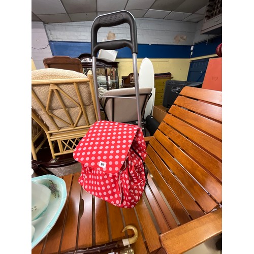 66 - LIGHT WEIGHT NYLON RED POLKA DOT TROLLEY BAG