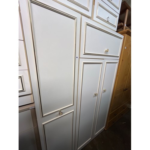 96 - WHITE NARROW SINGLE WARDOBE AND MATCHING BOX TOP WARDROBE