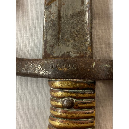 402 - 19TH CENTURY BAYONET WITH FULLERED SHAPED BLADE BY CHRISTOPHLE 71CM OVERALL