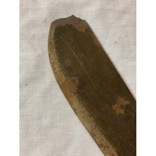 401 - 1945 BUSH MACHETE BY ROGERS AND SONS IN GREEN CANVAS SHEATH (SLIGHT AF) 59CM OVERALL