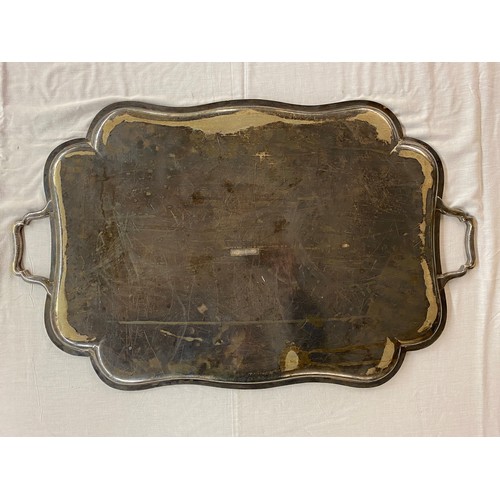 400 - REGIMENTAL MESS HALL TWIN HANDLED PLATED TRAY ENGRAVED WITH MILITARY CAMPAIGNS BY S.SMITH AND SONS O... 