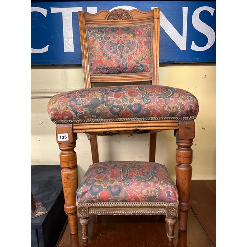 135 - GILT UPHOLSTERED FOOTSTOOL AND AN EDWARDIAN UPHOLSTERED CHAIR