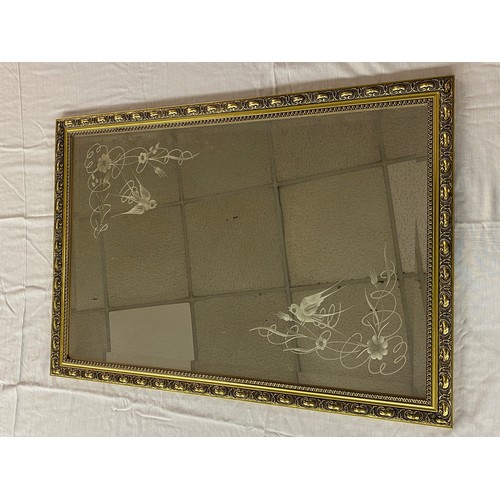 332 - GILT FRAMED ETCHED BEVELLED MIRROR