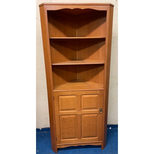 152 - LIGHT OAK CORNER CABINET WITH FIELDED PANEL DOORS