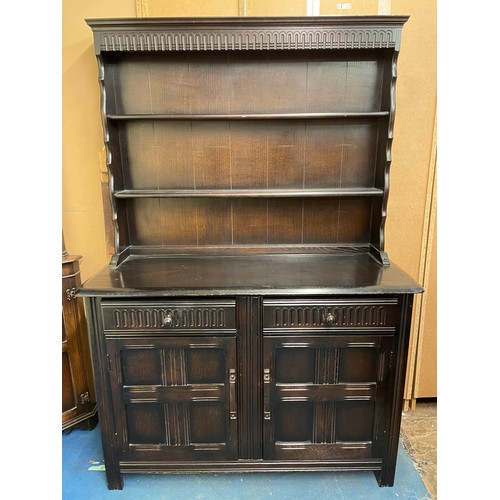 3 - DARK OAK DRESSER WITH PLATE RACK